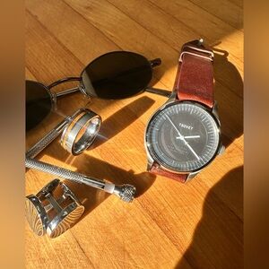 TSOVET JPT CO-36 Quartz Black Dial 36mm Dress Watch Brown Leather Strap